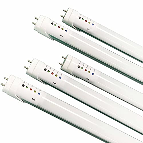 euko 5 Pack 90mins Emergency LED T8 Tube,4000K Shop Light Battery Backup EBBU,4FT 18W=40W Fluorescent,Double end Ballast Bypass,Commercial Grade ETL DLC