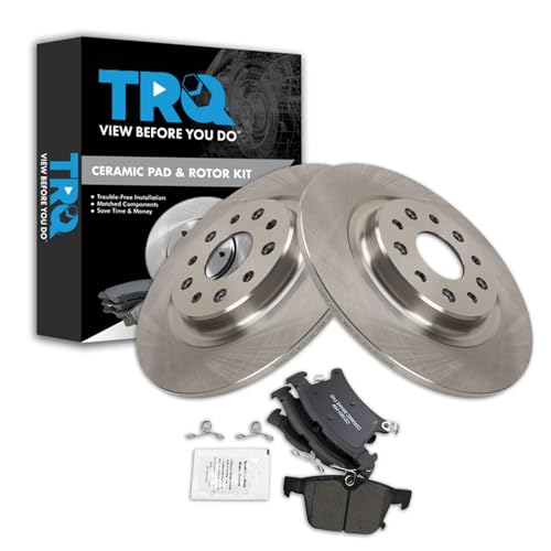 Image of TRQ Rear Brake Pad and Rotor Set Ceramic Rotors Compatible with 2020-2021 Chrysler Pacifica