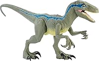 Jurassic World Super Colossal Velociraptor Blue 18” High & 3.5 Feet Long with Realistic colour, Articulated Arms & Legs, Swallows 20 Mini Action Figures