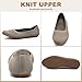 Puxowe Damen Ballerina Runde Zehe Stricken Flache Schuhe Komfort Weich Slip On Ballerina Walking Flats Schuhe für Frauen Niedriger Keil Lässig 36 EU Khaki