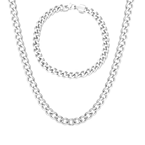 KIM JOHANSON® Edelstahl Herren Panzerkette Set in Silber | Armband und Halskette | Breite Kette für Männer | Wasserfest | Dicke Armkette | Verschiedene Längen | 6mm Breit | Massive Silberkette (50 CM) für 25,99 EUR bei amazon.de Bild: KIM JOHANSON® Edelstahl Herren Panzerkette Set in Silber | Armband und Halskette | Breite Kette für Männer | Wasserfest | Dicke Armkette | Verschiedene Längen | 6mm Breit | Massive Silberkette (50 CM) für 25,99 EUR bei amazon.de