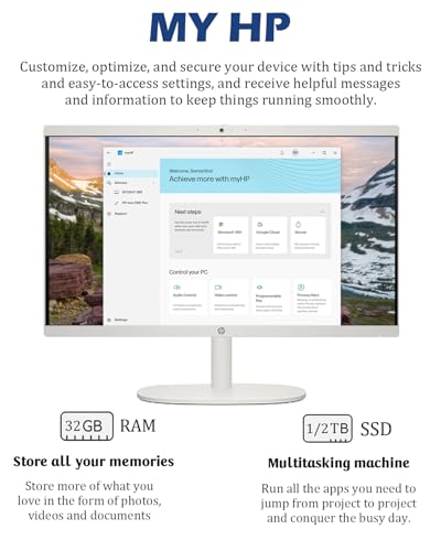 Image of HP All-in-One Computer - 21.5'' FHD Display Desktop PC, Win 11 Pro, Wi-Fi 6, Bluetooth, Intel Celeron Processor, HDMI, HD Webcam, w /Accessory (16GB RAM | 512GB SSD)