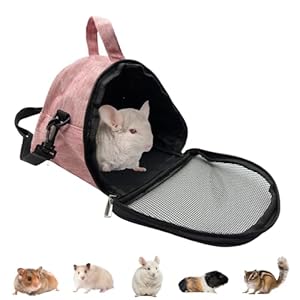 Hamster Carrier Portable Breathable Small Animal Bag Sugar Glider Pouch Gerbil Hedgehog Portable Travel Carrier Outdoor with Detachable Djustment Strap Bag