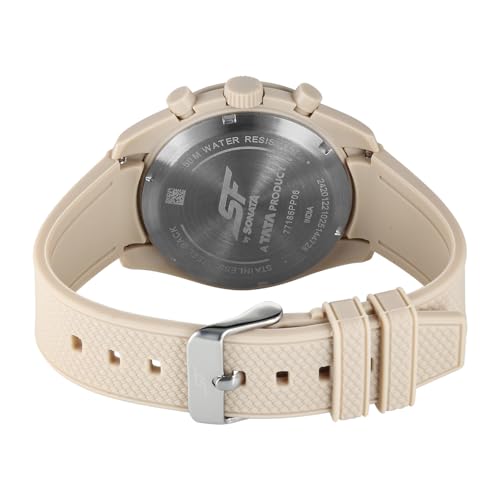 Image of SF Genesis-Bold Chronograph Quartz Analog with Beige Dial Beige Silicon Strap Watch for Men - 77186PP06