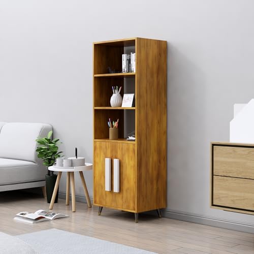 Image of Bniture Book Shelf Wooden | Engineered Wood Bookshelf for Home with 2 Door & 3 Shelf | Multipurpose Open Book Shelf Stand for Library, Study Room & Living Room | Giant Wood