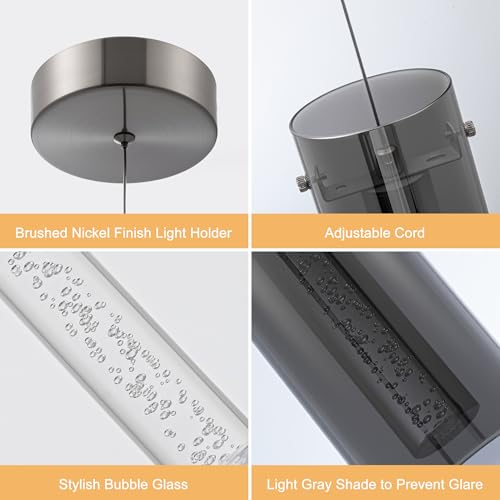 BESTWEST Modern Pendant Lights Kitchen Island, Anti-Glare Grey Glass Pendant Light Fixtures, Kitchen Lights for Dining Room by BESTWEST - Image 3