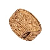 Posavasos Redondos de algodón, funcionales y vajilla, Posavasos Trenzados estables y Antideslizantes for Bebidas, diámetro 13cm, 6 Piezas