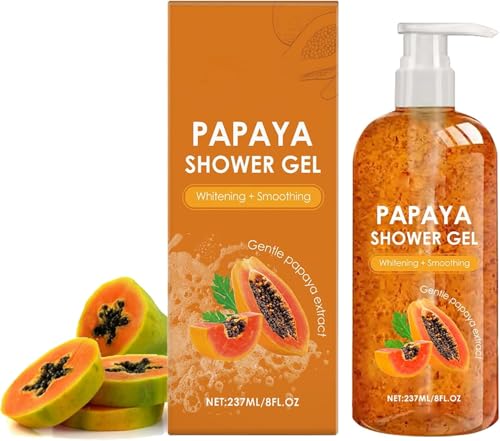 Gel de ducha de papaya, gel de baño blanqueador, suavizante, exfoliante, nutritivo e hidratante para todo tipo de piel (2)