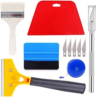 Ewrap Wallpaper Hanging Kit Wallpaper Tools Wallpaper Smoothing Tool with Paint Brush, Wallapaper Scraper, Red Squeegee, Tape Measure