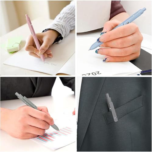 Image of KLIFFOO Refillable & Retractable Gel Pens, 5pcs 0.5mm Fine Point Black Ink Smooth Writing Gel Pen for School & Office Supplies, Quick Dry No Smudge, Ballpoint Pen For Journaling, Note Taking,Doodling