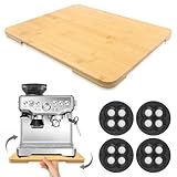 360° Rolling Tray Bamboo Appliance Slider for Kitchen Appliances, for Breville Espresso Machine Accessories, Sliding Tray for Coffee Maker Appliances Mat Easily from Under The Cabinet Natural13'×15.7'