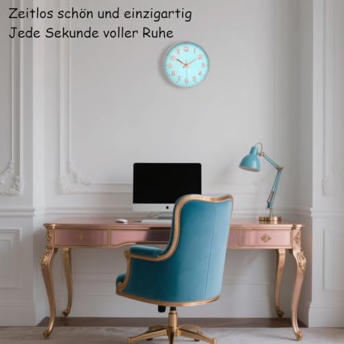 Image of Modern Wall Clock, 10 Inch Digital Wall Clocks Battery Operated, Round Non Ticking Silent Analog Clock for Bedroom Living Room Kitchen Office Gym Classroom Decor, Blue Battery Clock