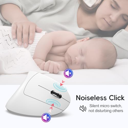 Image of Ergonomic Vertical Mouse, Bluetooth Rechargeable Wireless Mouse with 800 /1200 /1600 DPI, 6 Silent Buttons, Computer Mice for Windows, Linux, Mac