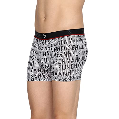 Image of Van Heusen Men Trunks - Cotton Spandex - 4 Way Stretch, Ultra Soft, Allover Print 30044 Black, Grey M