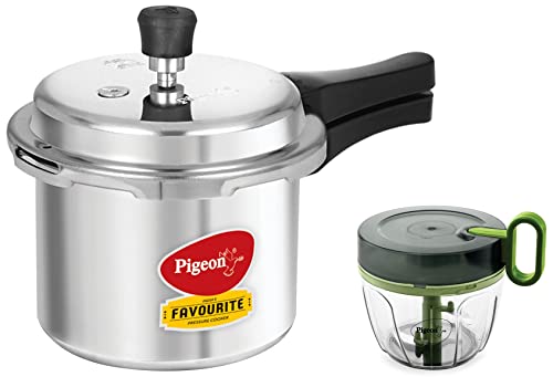 Image of Pigeon Favourite Outer Lid Non-Induction Aluminium Pressure Cooker 3L Silver & Pigeon Large Handy Compact Chopper 3 Blades 650ml Multicolor