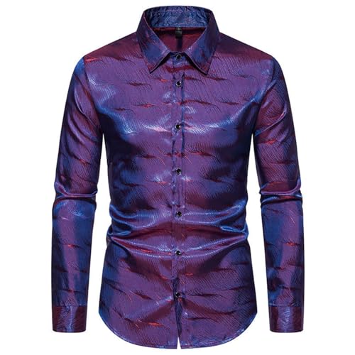 T-shirt manches longues métallisé homme brillant et respirant pour soirée à thème