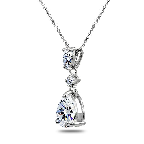 GemStar USA Sterling Silver Teardrop Dangling Drop Pendant Necklace Made with AAA Cubic Zirconia - Image 6