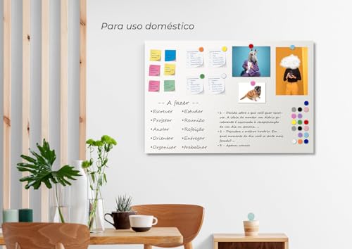 Painel p/Fotos, Recados, Notas + 24 Imãs + Tecnologia 50x80 (Branco)