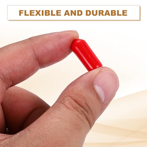 Image of uxcell 88Pcs Rubber End Caps, 7.5mm(5 /16 inch) ID 16mm(5 /8 inch) Height Round Screw Thread Protectors Flexible Screw Bolt Covers Caps for Metal Tube Rod Bolt, Red