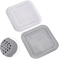 Alyvisun 2Pcs Silicona Atrapa Pelos Ducha con Ventosa, Filtro de Cabello Protector de Drenaje Plegable, Coladores de Desagüe de Fregadero para Baño, Bañera, Ccocina (Blanco + Gris)