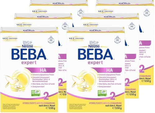 BEBA expert HA 2 - Folgenahrung nach dem 6. Monat, Babynahrung (6x550g) | Hydrolysierte Anschlussnahrung nach dem 6. Monat, nur Laktose, ohne Palmöl & Fischöl, Babynahrung, wissens