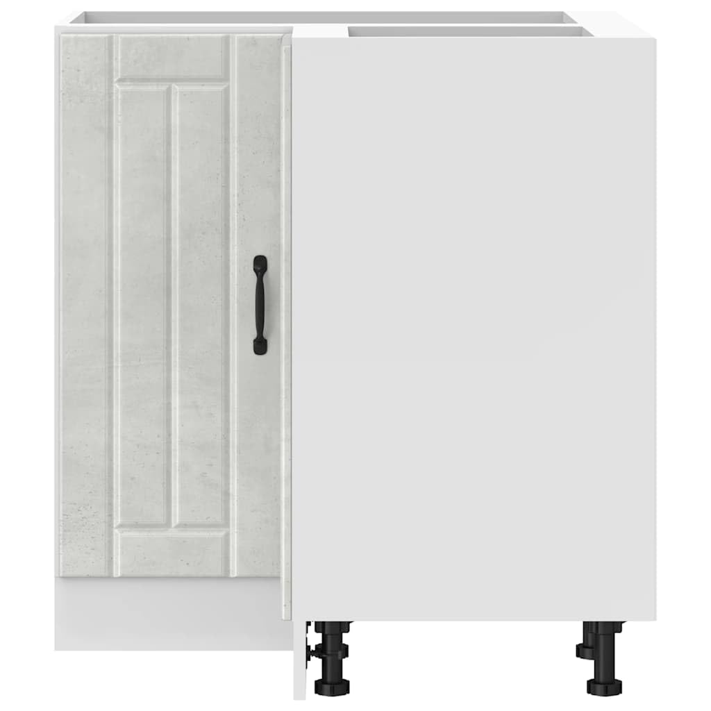 Lucca - Mobiletto angolare da cucina in legno grigio cemento con piedini regolabili, 75,5 x 75,5 x 81,5 cm, per cucina e sala da pranzo, autoportante, salvaspazio