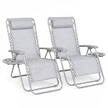 Straame Zero Gravity Chairs Set of 2,Folding Reclining Garden Chairs, Textilene Outdoor Chair, Lockable 170° Sun Loungers for Garden, Steel Frame, 150 kg Max Load(Classic, Silver Grey)