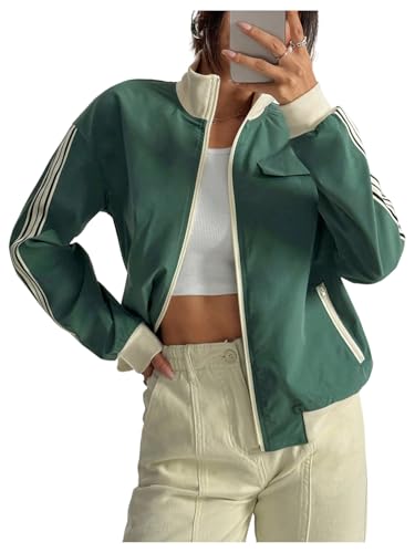 SOLY HUX Women's Zip Up Collar Long Sleeve Casual Jacket Outerwear with Pocket Fall Clothes