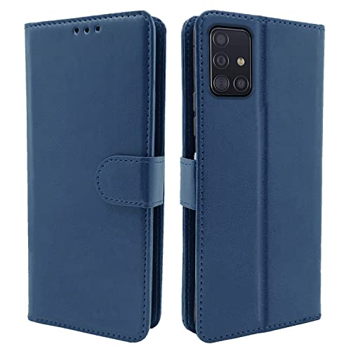 Pikkme Samsung Galaxy M51 Flip Cover Magnetic Leather Wallet Case Shockproof TPU for Samsung Galaxy M51 (Blue)- Best and cheap mobile covers in India