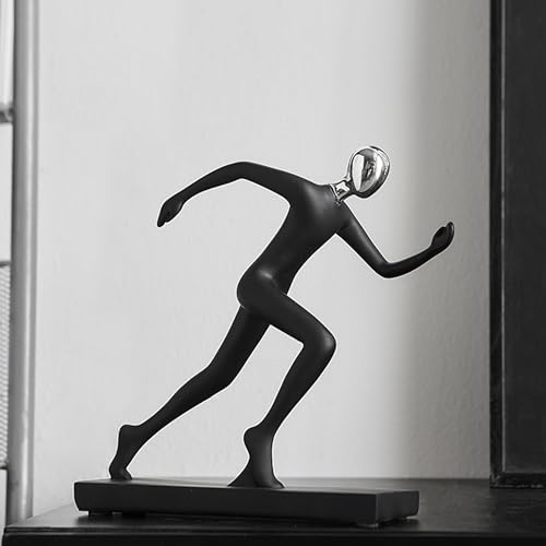 Estatua abstracta negra de atleta en resina moderna miniatura 5