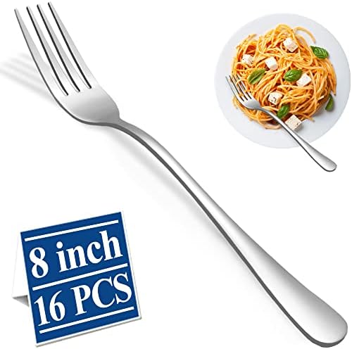 Forks Silverware,16-Piece Dinner Forks,8 Inches Premium Food-Grade Stainless Steel Forks,Metal Forks Set,Silverware Forks Only,Mirror Polished,Dishwasher Safe