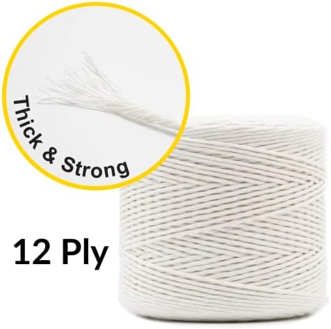 Creative Deco 985 Feet White Macrame Cord | 300m | 3mm Thick | Cotton Rope 15 Ply String Yarn Twine Elastic Cord | for Art and Craft, DIY, Knitting, Gift Wrapping, Wall, Plant Hanger | Strong