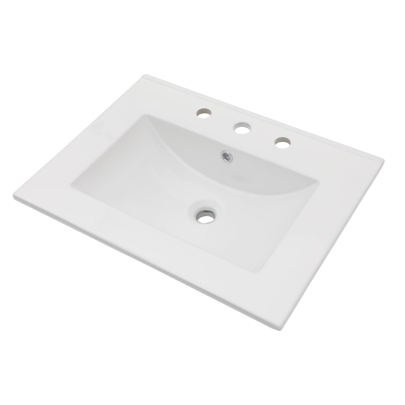 Lordear White Bathroom Sink 3 Holes Drop In 24 X18 Inch