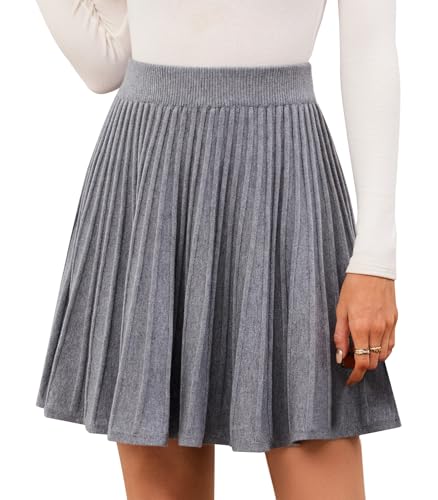 SEAFORM Women's Pleated Knit Mini Skirts Stretchy High Waist A-Line