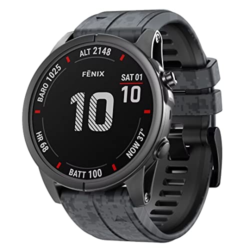 Correa de silicona compatible con Garmin fenix 7/7x/fenix 6 gps/6x gps/fenix 5/5x puls Smartwatch Band Camo/Camuflaje Sport Correa de repuesto