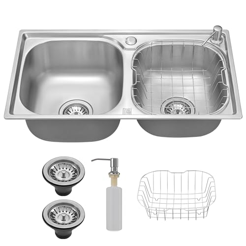 HOLTTER Kit Cuba Dupla Gourmet Aço Inox Resistente Corrosão Acompanha Cesto Escorredor Elegante Chiq