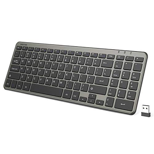OMOTON Wireless Keyboard, Ultra Slim Computer Keyboard with Numeric Keypad for Computers, Desktops, PCs, Laptops with Windows 7 8   10 (Grey)
