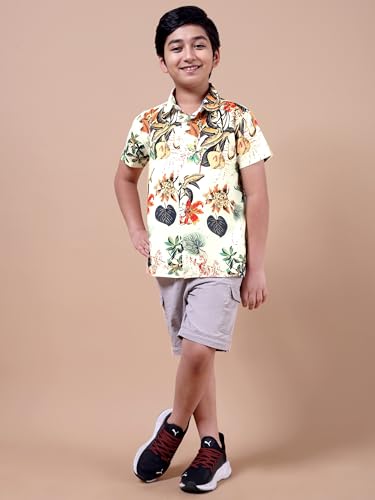 Image of Boys Printed Casual Shirt Short Sleeve Button Down Beach Shirt for Kids