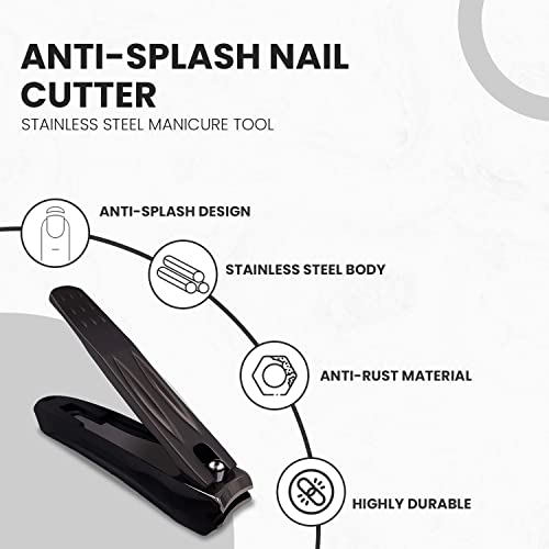 Ongle Precision Nail Clippers With Nail Catcher No Splash, Black Stainless Steel Manicure Tools #TOP1