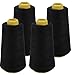 IZO Home Goods 4-Pack of 6000 Yards (Each) Black Serger Cone Thread All Purpose Sewing Thread Polyester Spools Overlock (Serger,Over Lock, Merrow, Single Needle)