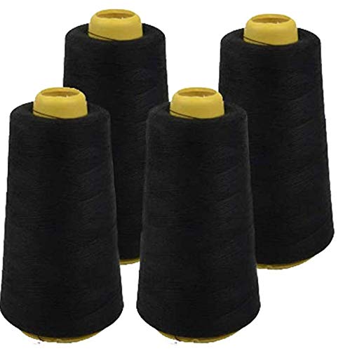 Hilo de overlock negro en cono 6000 yardas x4 miniatura 1