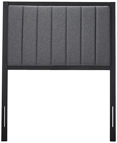 Zinus Anuar Banded Grey Upholstered Metal Headboard, Twin #TOP1