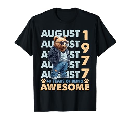 48th Birthday Bear Legends August 1977 48 Years Old For Mens Camiseta