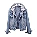 Fashion Jean Jacket Button Hooded Denim Jackets for Women Fall Winter Coats Velvet Hoodie Outwear Tops for Womens 2024 Trendy