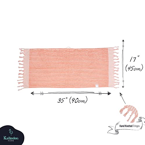 Striped Hand And Bath Towels For Bathroom | Set Of 2 Hand Towels | Organic Turkish Cotton | Large Soft Plush Fluffy Absorbent Ribbed Bath Towels (Hand Towel Set, Pink) #TOP7