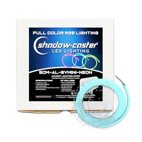 shadow-caster Side Illuminating MINI NEON Light Strip - 8' (2.5m) Length - RGB - 12V - 8 Clips & 2 End Caps - Silicone Housing - Waterproof