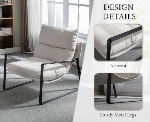 chairus Loungesessel Polsterstuhl Sessel für Wohnzimmer aus Chenille Modern Ohrensessel Schlafzimmer Relaxsessel mit Armlehnen (Beige)