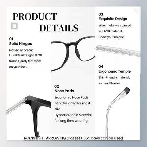 Image of ROCKNIGHT Anti Blue light Rays glasses for computer eye strain women tea transparent frame
