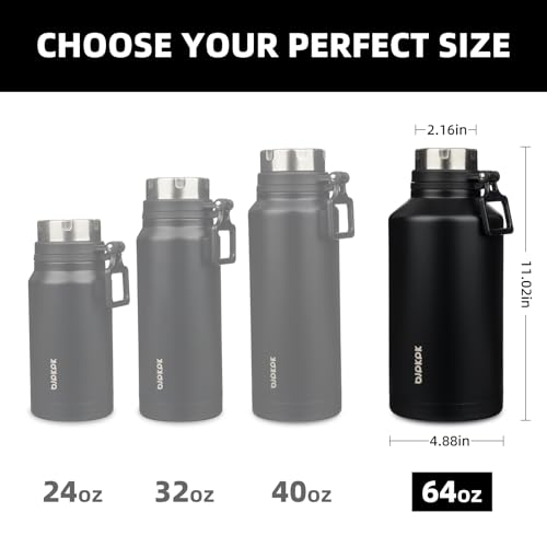 Image of BJPKPK 64oz Insulated Water Bottle, Stainless Steel Vacuum Jug with Handle | Half Gallon Large Water Bottle, Leak-Proof BPA-Free Vacuum Insulated Bottle for Gym, Hiking, Camping & Outdoor Adventures