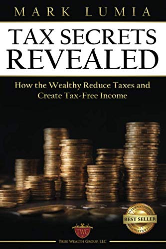 A book cover on tax secrets, with a title that promises to reveal the strategies of the wealthy